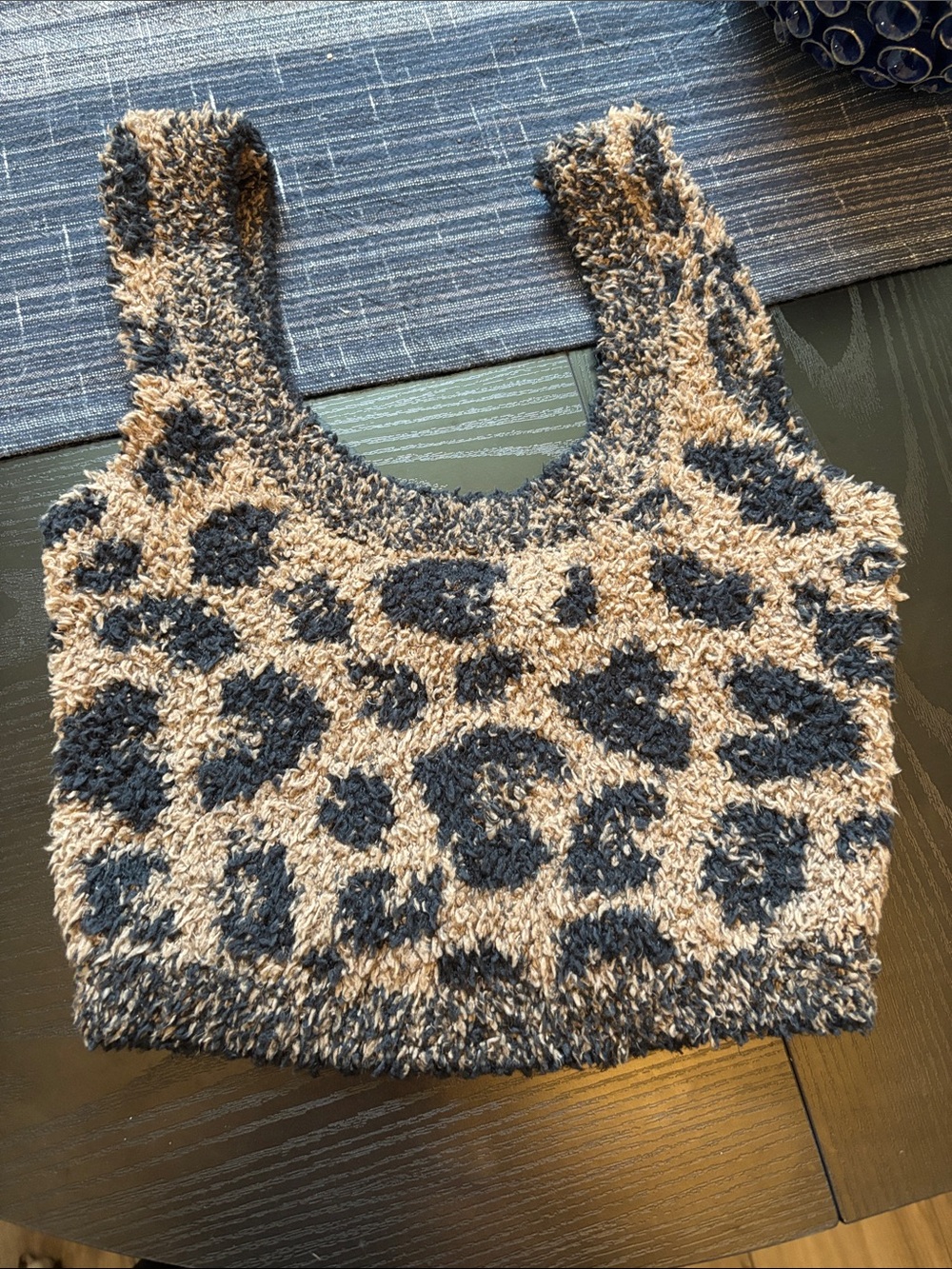 SKIMS Beige and Black Leopard Fuzzy Tank